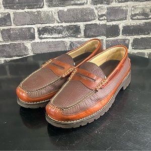 LL Bean Allagash Handsewn Bison Leather Penny Loafers. Size 11
